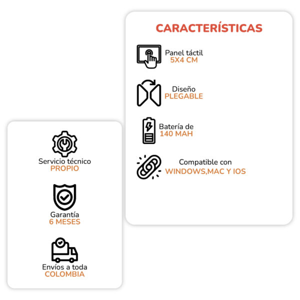 Teclado Bluetooth Plegable Mouse Táctil B033 - Imagen 5