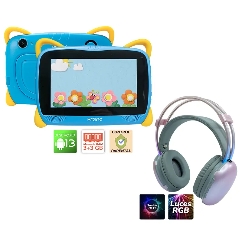 Combo Tablet Kids Color Plus 3 X 32 Con Diadema 580